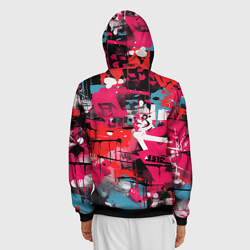 Мужская толстовка на молнии Красное граффити / 3D-Черный – фото 4