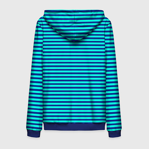 Мужская толстовка на молнии Сине-бирюзовый в полоску тельняшка / 3D-Синий – фото 2