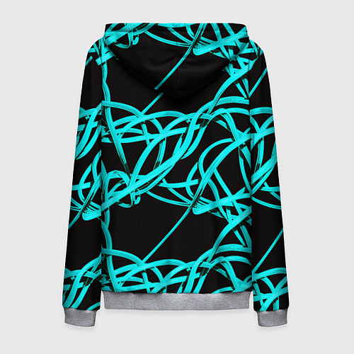 Мужская толстовка на молнии Ярко голубые линии / 3D-Меланж – фото 2