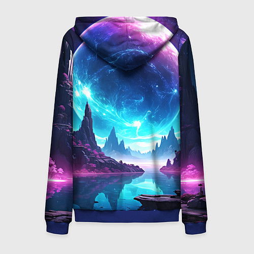 Мужская толстовка на молнии Космический пейзаж - планеты / 3D-Синий – фото 2