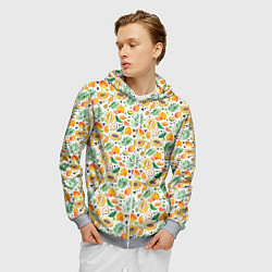 Толстовка 3D на молнии мужская Акварельные тропические фрукты, цвет: 3D-меланж — фото 2
