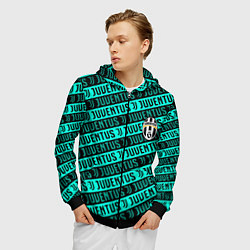 Толстовка 3D на молнии мужская Juventus pattern logo steel, цвет: 3D-черный — фото 2