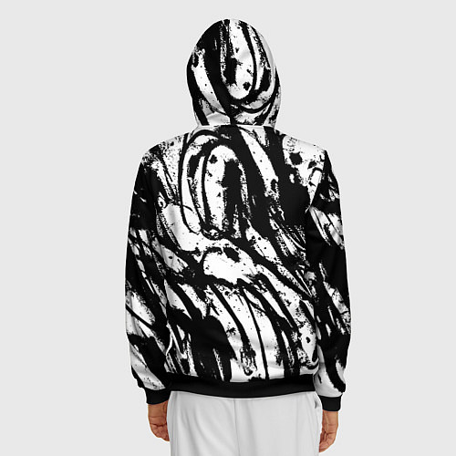 Мужская толстовка на молнии Чёрно-белая абстракция: нейросеть / 3D-Черный – фото 4