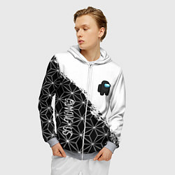 Толстовка 3D на молнии мужская Among us mobile game retro, цвет: 3D-меланж — фото 2