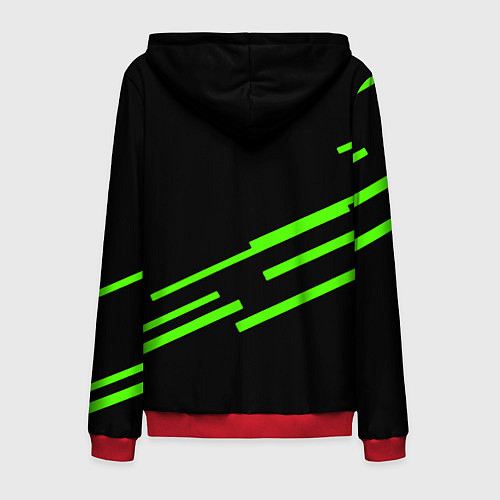 Мужская толстовка на молнии Razer line green / 3D-Красный – фото 2