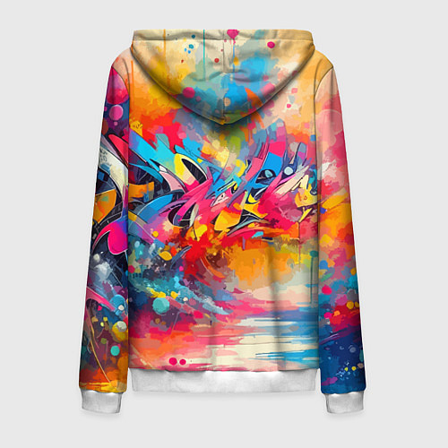 Мужская толстовка на молнии Красочная абстракция - импрессионизм / 3D-Белый – фото 2