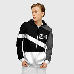 Толстовка 3D на молнии мужская PUBG online geometry, цвет: 3D-белый — фото 2