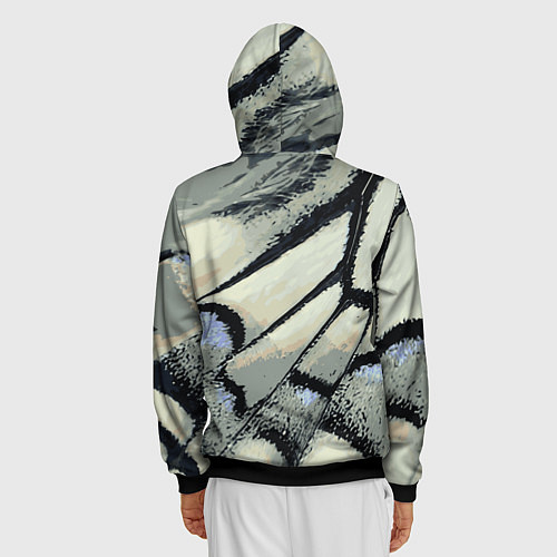 Мужская толстовка на молнии Абстракция - крыло бабочки / 3D-Черный – фото 4