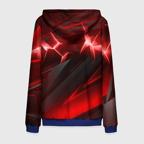 Мужская толстовка на молнии Яркая красная объемная абстракция / 3D-Синий – фото 2