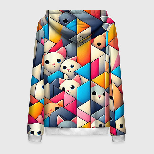 Мужская толстовка на молнии Geometric pattern with kittens - ai art / 3D-Белый – фото 2