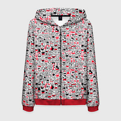 Толстовка 3D на молнии мужская Человечки с антенками, цвет: 3D-красный