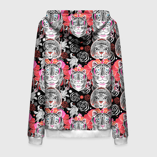 Мужская толстовка на молнии Тигровый орнамент / 3D-Белый – фото 2