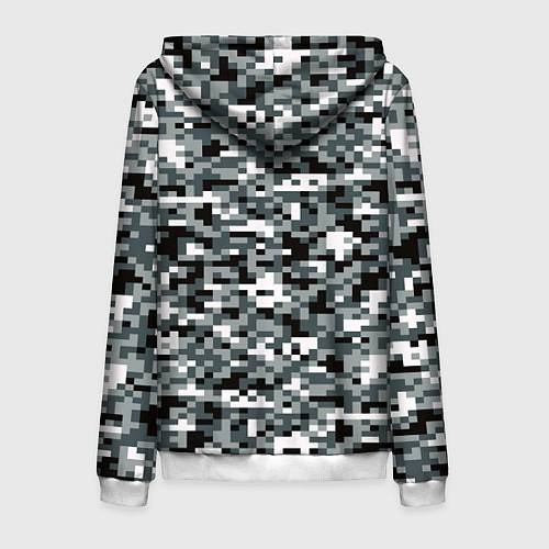 Мужская толстовка на молнии Камуфляжные пиксели текстура / 3D-Белый – фото 2