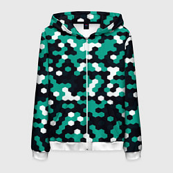 Толстовка 3D на молнии мужская Милитари стекло текстура, цвет: 3D-белый