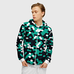 Толстовка 3D на молнии мужская Милитари стекло текстура, цвет: 3D-белый — фото 2