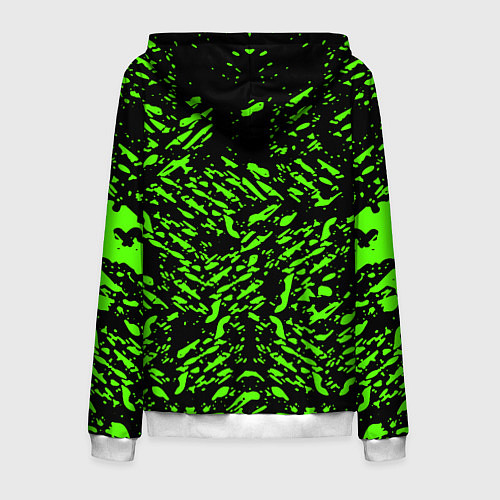 Мужская толстовка на молнии Razer краски зелёные / 3D-Белый – фото 2