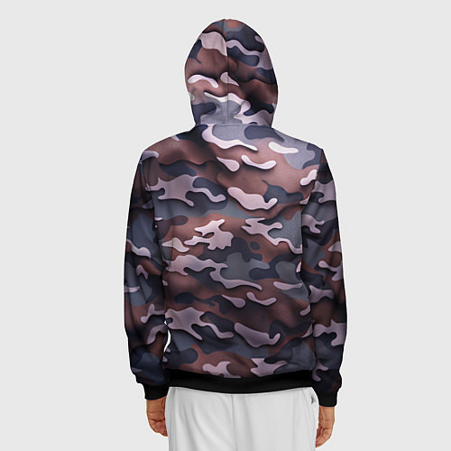 Мужская толстовка на молнии Камуфляж-грязь / 3D-Черный – фото 4