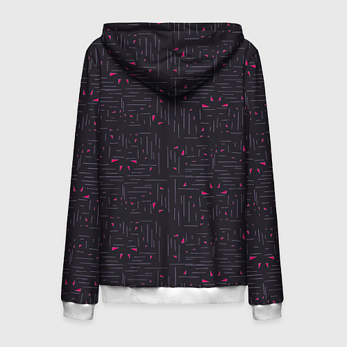 Мужская толстовка на молнии Розовые треугольники на темном / 3D-Белый – фото 2
