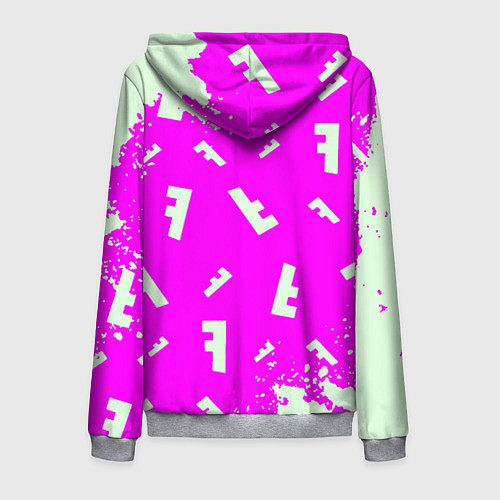 Мужская толстовка на молнии Fortnite pattern pink / 3D-Меланж – фото 2