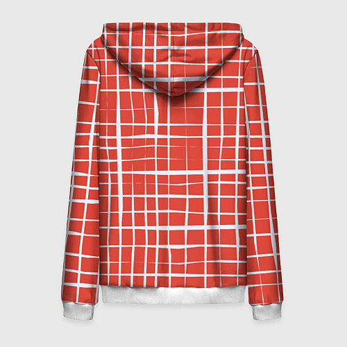 Мужская толстовка на молнии Светлая клетка на красном / 3D-Белый – фото 2