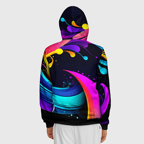 Мужская толстовка на молнии Neon abstraction - Milano / 3D-Черный – фото 4