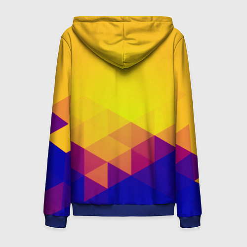 Мужская толстовка на молнии Желтая геометрия - спорт Россия с гербом / 3D-Синий – фото 2