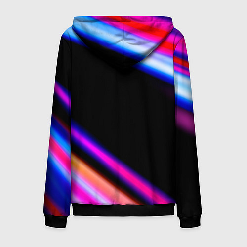 Мужская толстовка на молнии Portal fast light neon stripes / 3D-Черный – фото 2