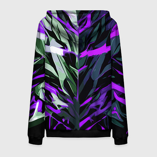Мужская толстовка на молнии Хаотичная чёрно-фиолетово абстракция / 3D-Черный – фото 2