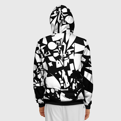 Мужская толстовка на молнии Модная абстракция - нейроарт / 3D-Черный – фото 4