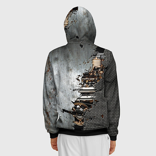 Мужская толстовка на молнии Механик железный / 3D-Черный – фото 4