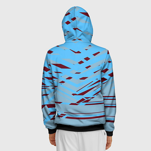 Мужская толстовка на молнии Геометрическая абстракция сине голубого цвета / 3D-Черный – фото 4