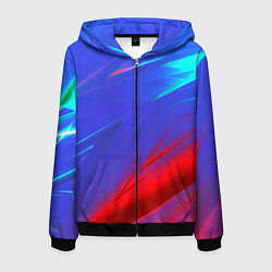 Толстовка 3D на молнии мужская Неоновые полосы геометрия, цвет: 3D-черный