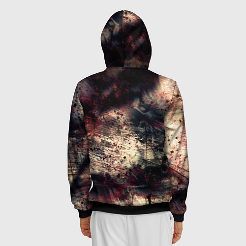 Мужская толстовка на молнии Мокрая бумага ретро гранж текстура грязная / 3D-Черный – фото 4