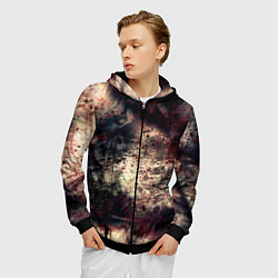 Толстовка 3D на молнии мужская Мокрая бумага ретро гранж текстура грязная, цвет: 3D-черный — фото 2