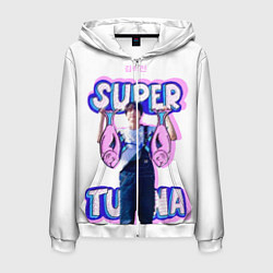 Толстовка 3D на молнии мужская BTS Super Tuna, цвет: 3D-белый