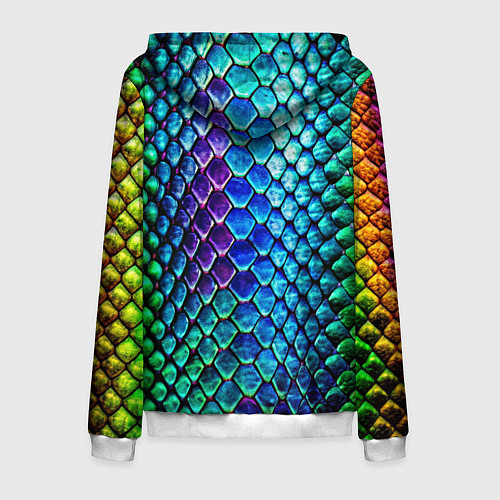 Мужская толстовка на молнии Радужная кожа змеи / 3D-Белый – фото 2