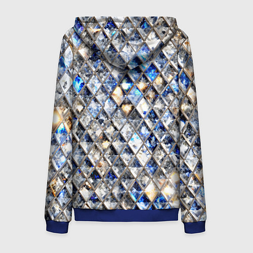 Мужская толстовка на молнии Хрустальные кристаллы - бриллиантовый блеск / 3D-Синий – фото 2
