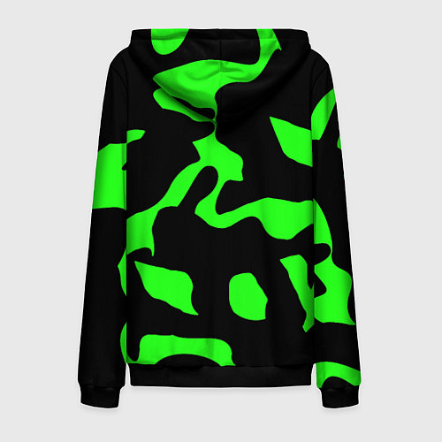 Мужская толстовка на молнии Зелёный камуфляж милитари / 3D-Черный – фото 2
