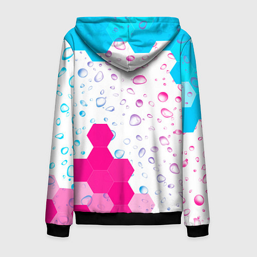 Мужская толстовка на молнии SsangYong neon gradient style вертикально / 3D-Черный – фото 2