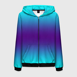 Толстовка 3D на молнии мужская Градиент из неона, цвет: 3D-черный