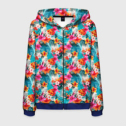 Мужская толстовка на молнии Летний гавайский паттерн