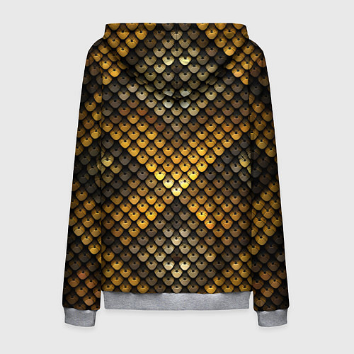 Мужская толстовка на молнии Кольчуга - металлическая чешуя змеи / 3D-Меланж – фото 2