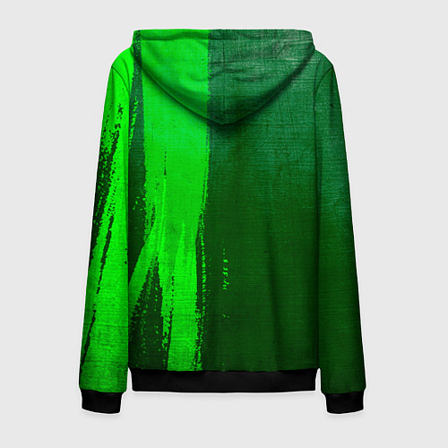 Мужская толстовка на молнии Sabaton - green gradient по-вертикали / 3D-Черный – фото 2