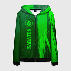 Мужская толстовка на молнии Sabaton - green gradient по-вертикали