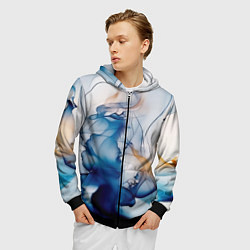 Толстовка 3D на молнии мужская Синий батик, цвет: 3D-черный — фото 2