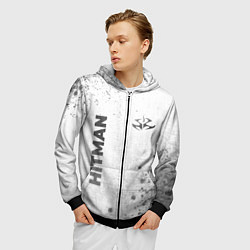 Толстовка 3D на молнии мужская Hitman - white gradient вертикально, цвет: 3D-черный — фото 2