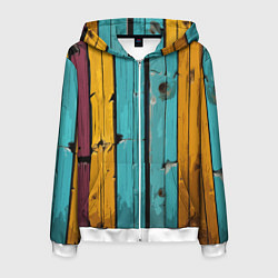 Толстовка 3D на молнии мужская Цветные доски, цвет: 3D-белый