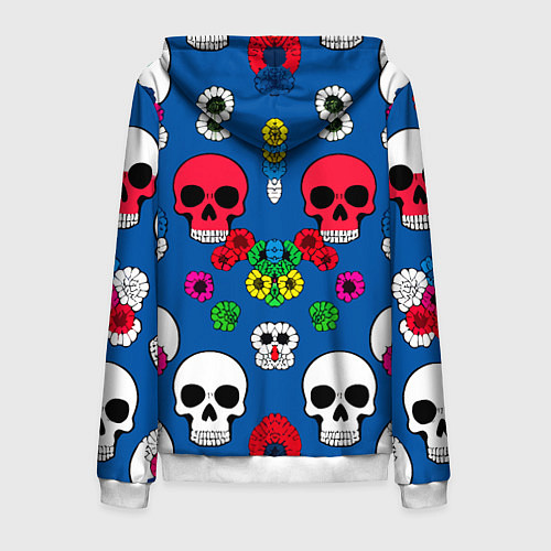 Мужская толстовка на молнии Паттерн из цветных черепков муэрто - нейроарт / 3D-Белый – фото 2