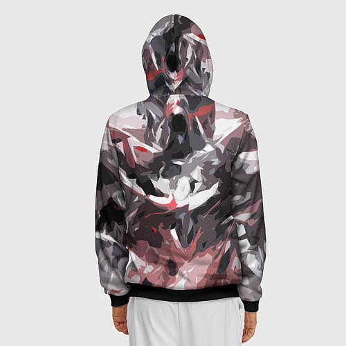 Мужская толстовка на молнии Абстрактный узор черно-серый / 3D-Черный – фото 4