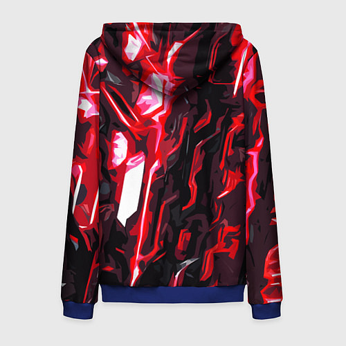 Мужская толстовка на молнии Красно-чёрная киберпанк абстракция / 3D-Синий – фото 2